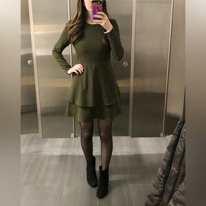 Hutch Anthropologie Olive Cami Dress Mini Long-sleeve Green Size 2